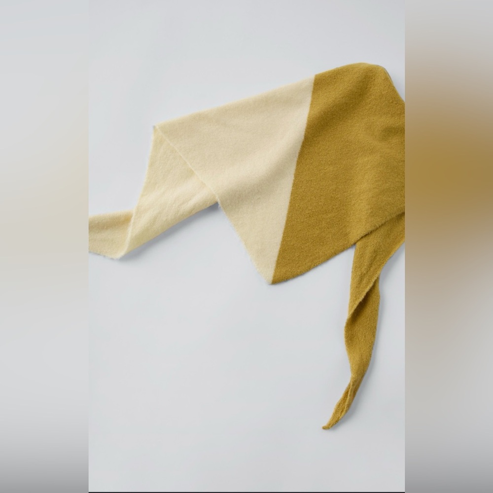 Mustard Triangular Knit Scarf - Picture 2 of 5